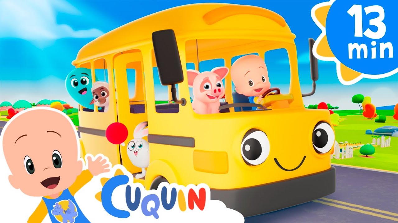 Animals on the bus go round | Songs and Education with Cleo and Cuquin