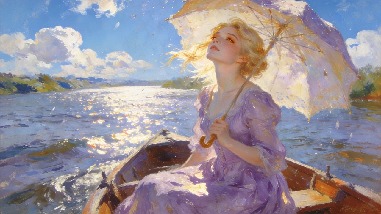 Visual Poem | Monet | Lady with an Umbrella on the Water at Noon: Ultimate Healing of Summer Ripples