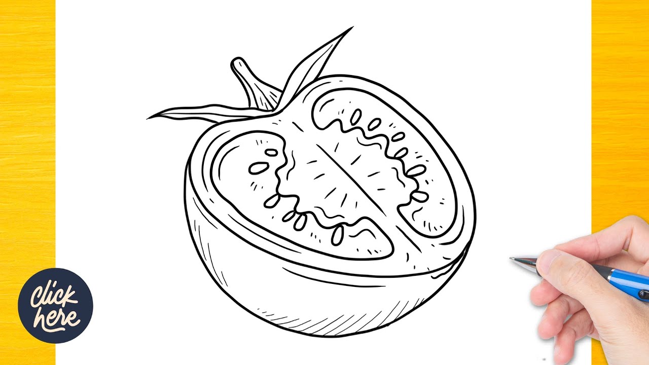 How to draw Tomato cut in Half - Tomato cut in Half Drawing Ideas