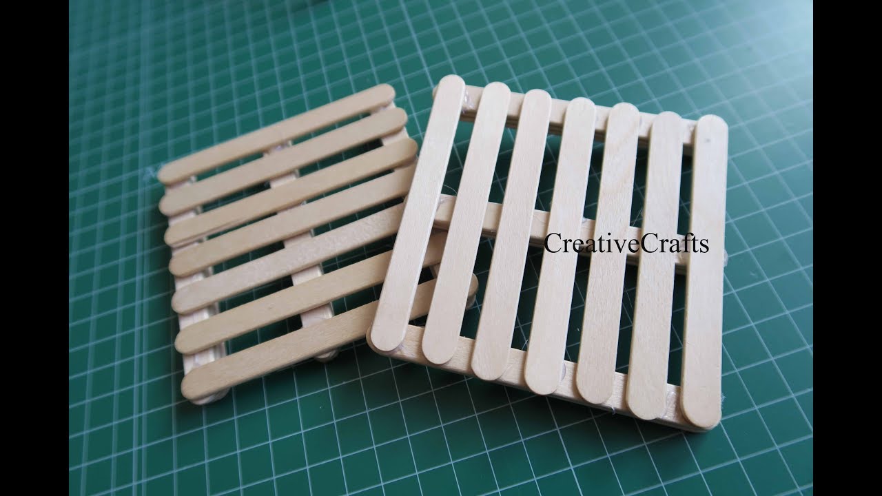 DIY tutorial Posavasos Palet con palitos de helado. Mini pallet coaster