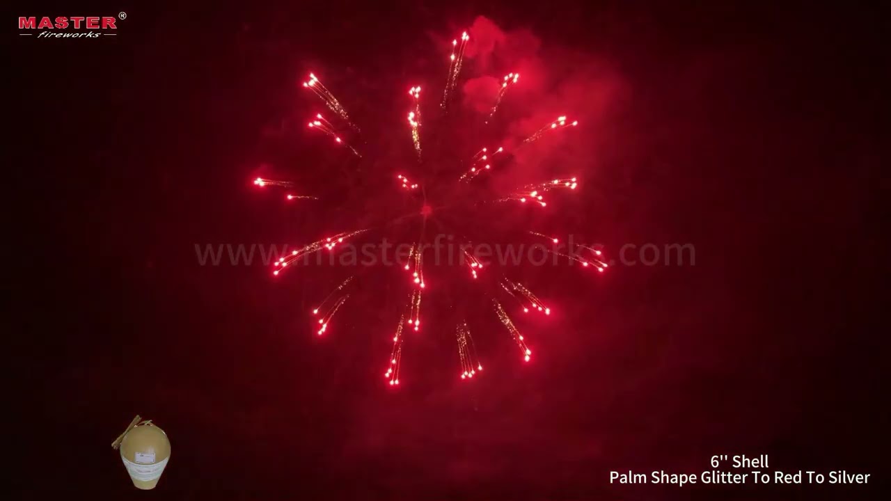 6‘’ Shell - Palm Shape Glitter To Red To Silver #fireworks