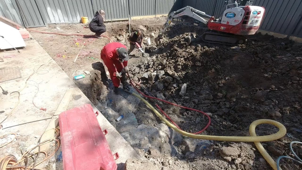 Blasting Basalt rock for a swim spa excavation