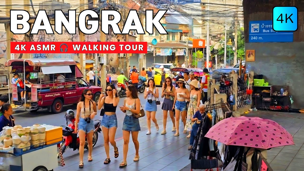 [4K] Saphan Taksin Station & Sathorn Pier Bangkok 🇹🇭 ASMR 🎧 Walking Tour