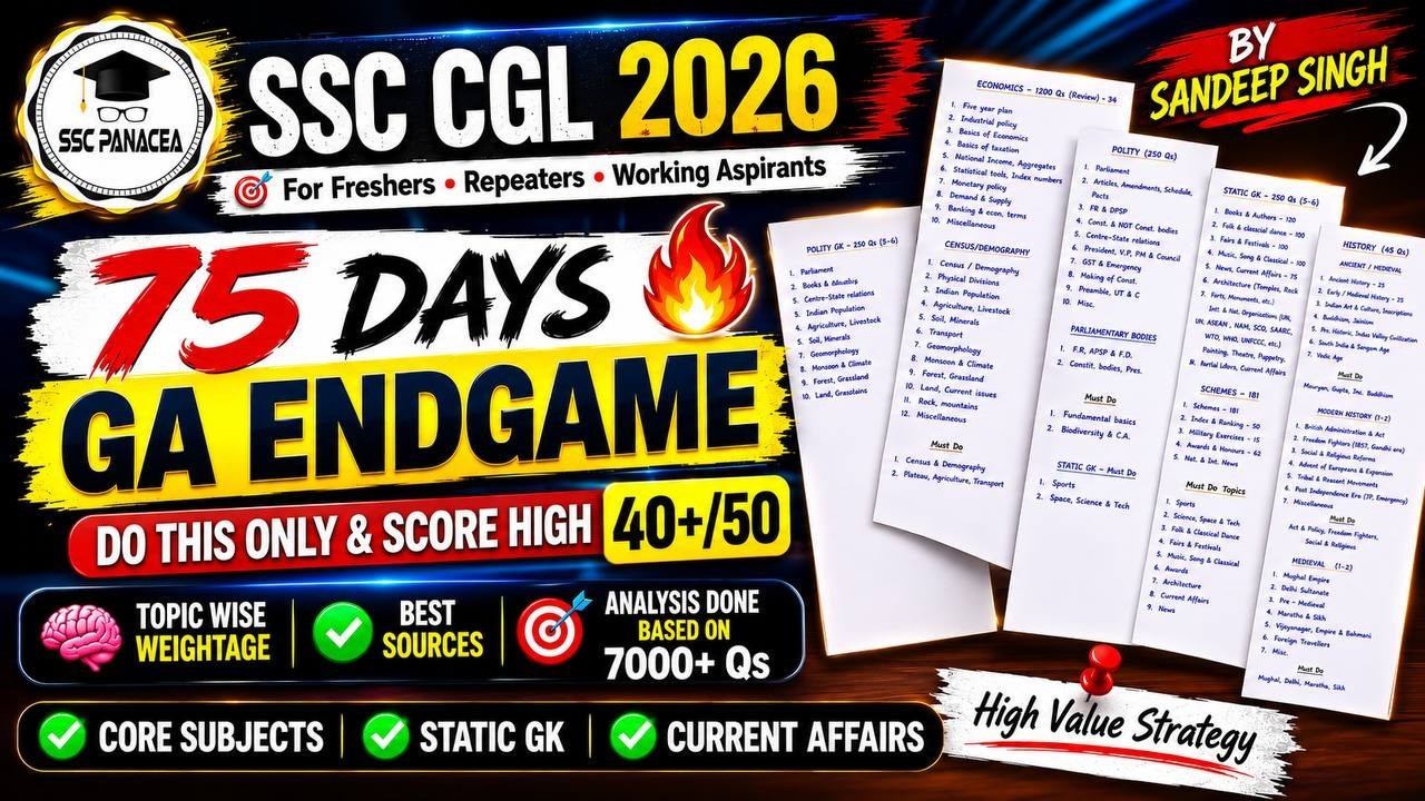 SSC CGL 2026 Complete GK STRATEGY | Last 75 Days Plan, Topic Wise Weightage & Important GK Topics