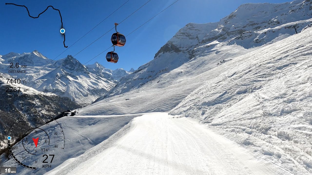 [5K] Skiing Zinal, Angle and Gouilles left, Val d'Anniviers Valais Switzerland, GoPro HERO9 Wide GPS