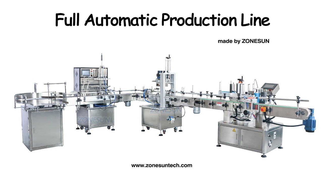 How to use Full Automatic Filling Production Line（Liquid Filling Capping And Labeling Machine）