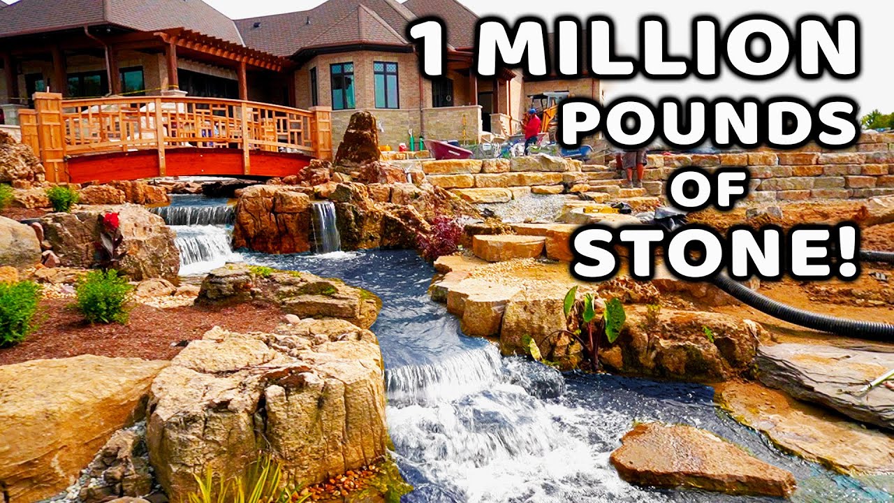 250-Foot Long Waterfall with 3 Fountains: Final Reveal