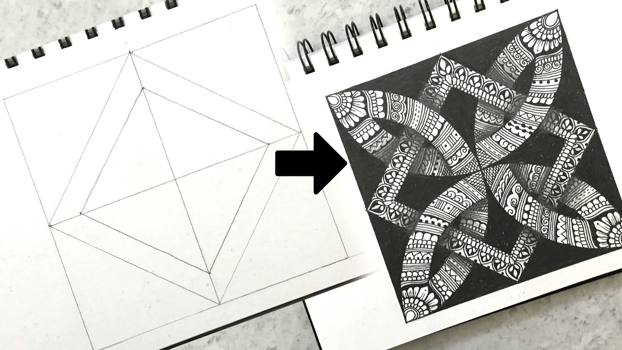 3D Abstract Square Pattern Mandala Drawing | Half Circles Pattern Mandala Art
