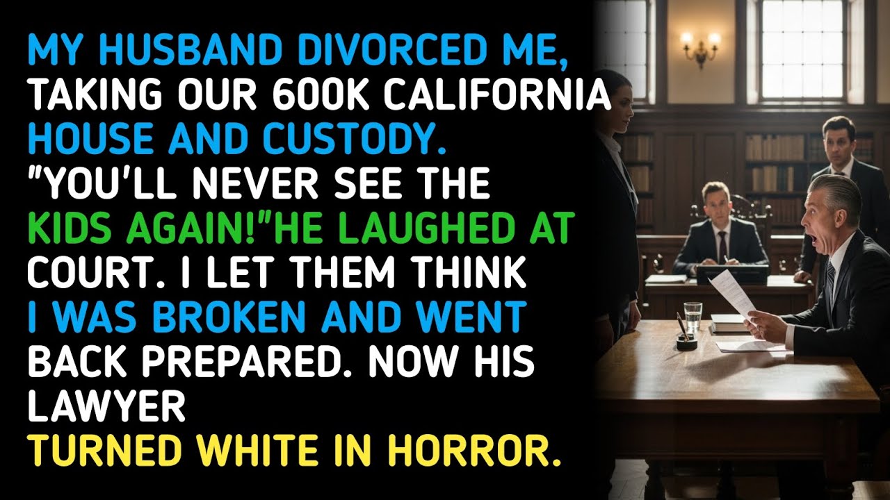 MY HUSBAND DIVORCED ME, TAKING OUR 600K CALIFORNIA HOUSE AND CUSTODY.