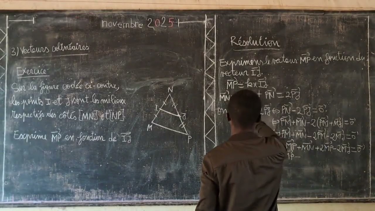 Vecteurs colinéaires et points alignés 3eme exercice maths &V35