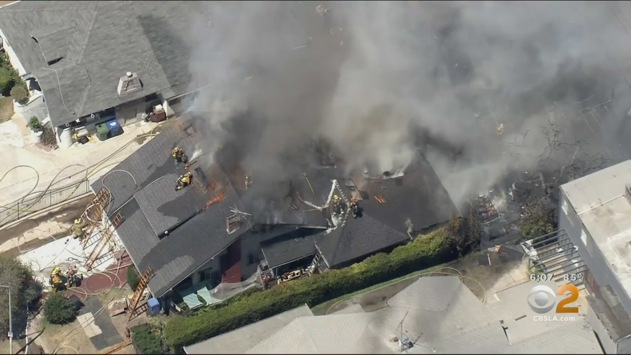 Firefighter Injured In Partial Roof Collapse After Flames Erupt At Koreatown Home