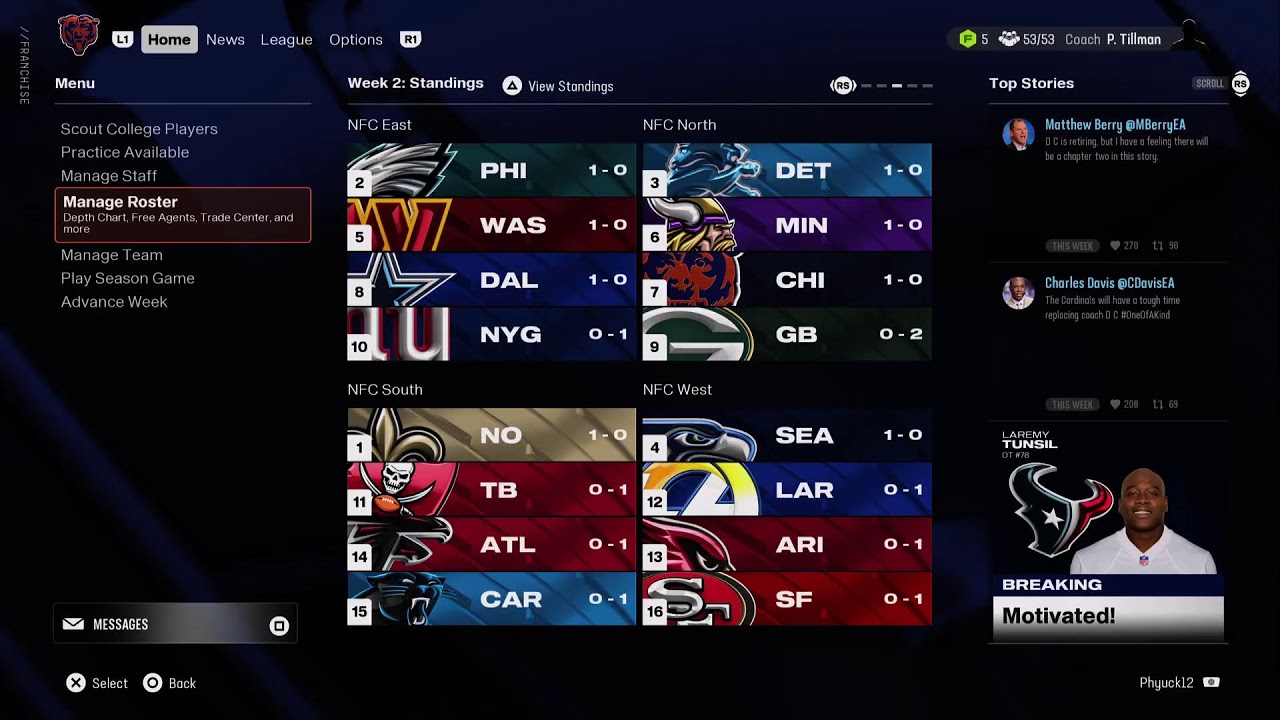 Madden 25 Week 1 at Texans (Year 1) | MJFL Comp League