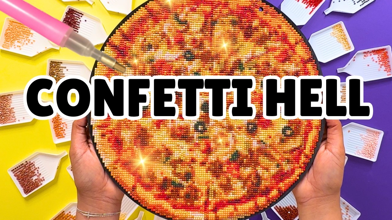 Diamond Painting On PIZZA ??! ( CONFETTI HEAVY 10,000 Diamonds )