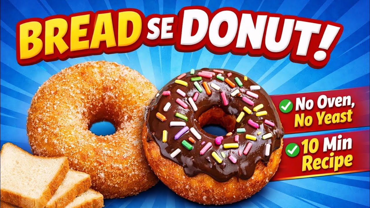 Sirf Bread Se Donut 🍩 | 10 Minute Recipe | No Oven No Yeast