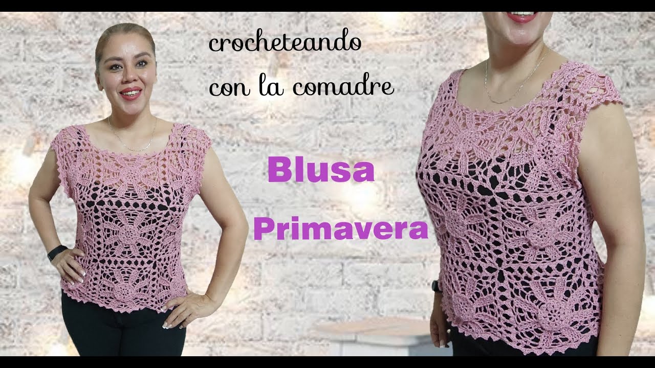 ⭐⭐⭐⭐⭐Teje hermosa blusa flor en relieve primavera 2025 fácil y rápido crocheteando con la comadre