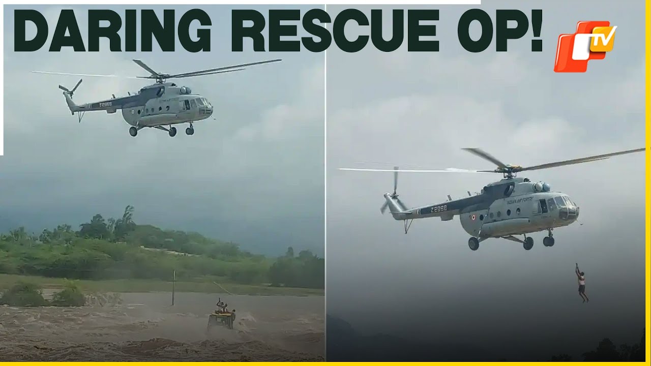 IAF Chopper Rescues People Stranded On JCB In Roaring Floodwater, Video Will Give You Goosebumps