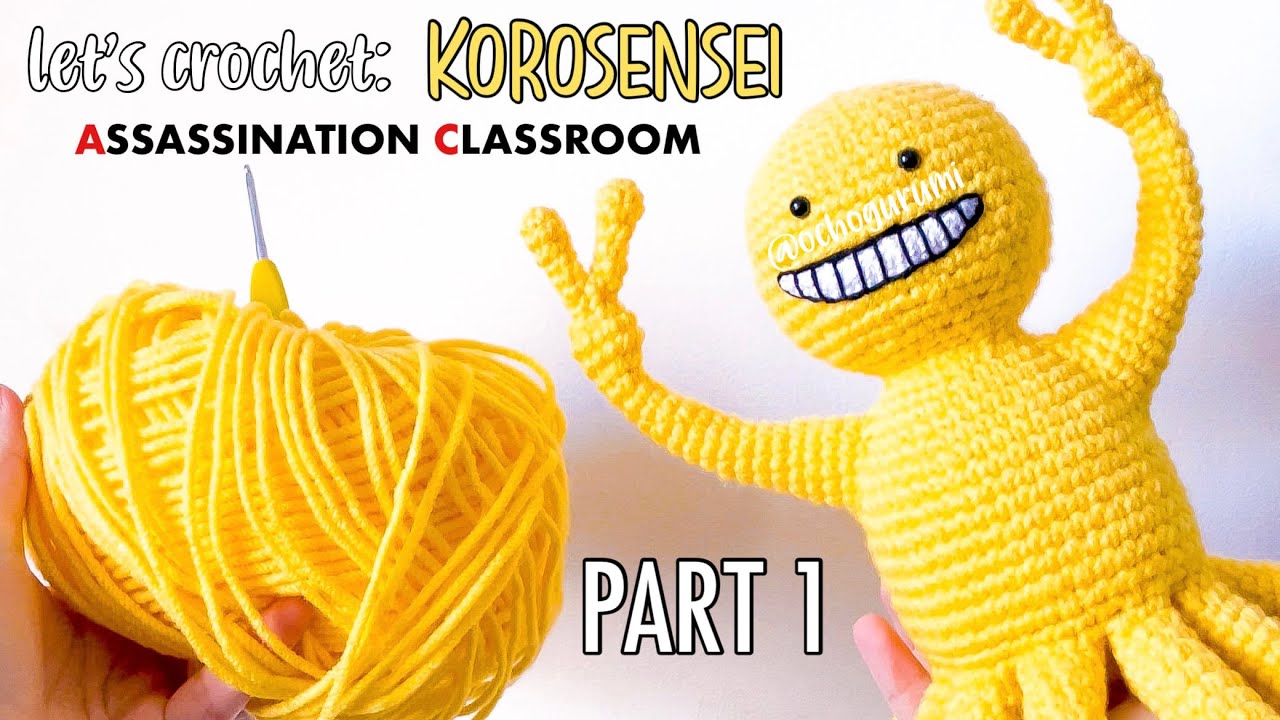[tutorial] how to crochet amigurumi korosensei from assassination classroom (with no-sew legs!)