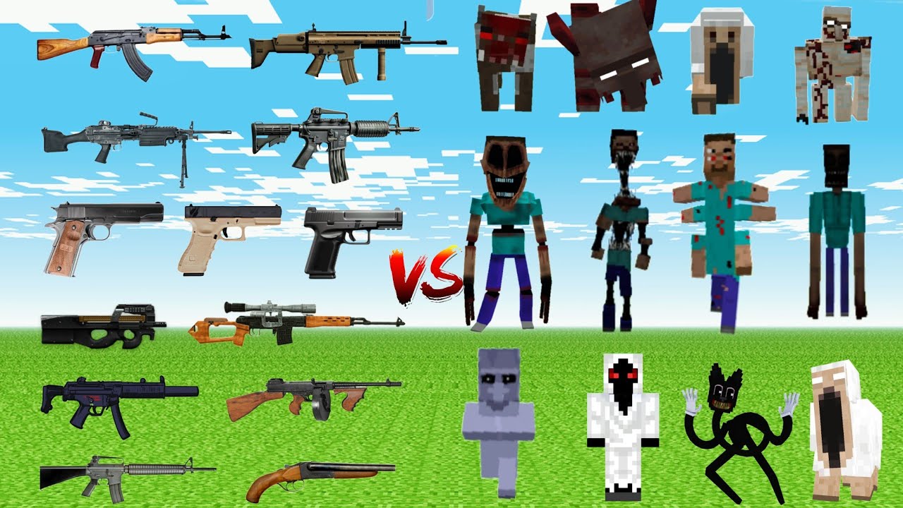 WHAT TaCZ GUN CAN DEFEAT THE MOST MINECRAFT CREEPY MOBS IN A ROW?
