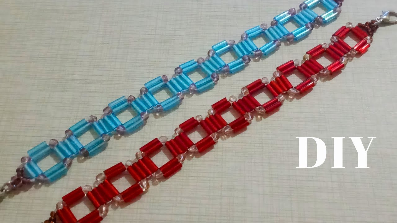 How to make beaded bracelet with bugle beads/DIY jewelry