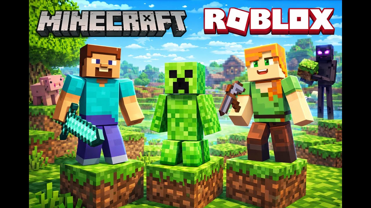 Playing Minecraft And Roblox