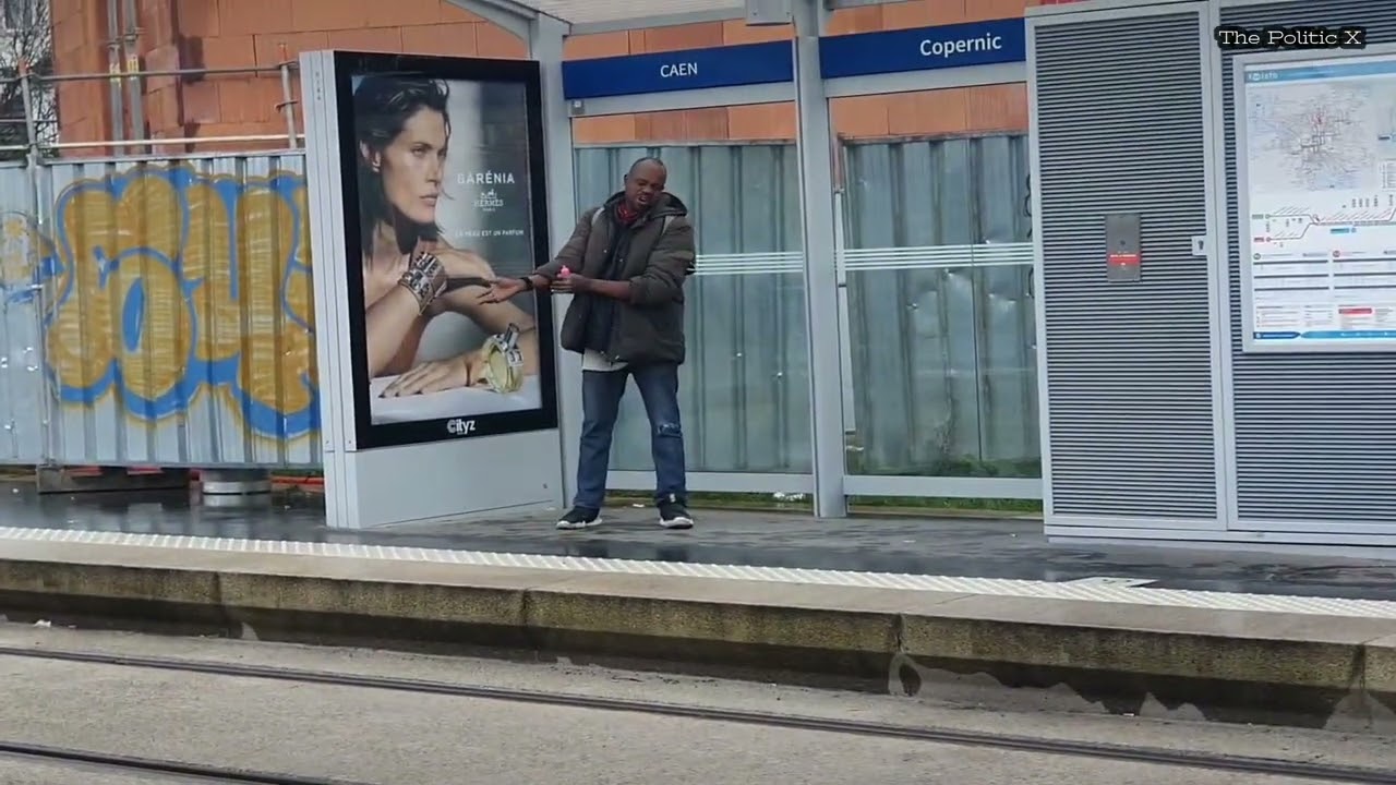 INTOXICATED MAN AT COPERNIC TRAM STATION