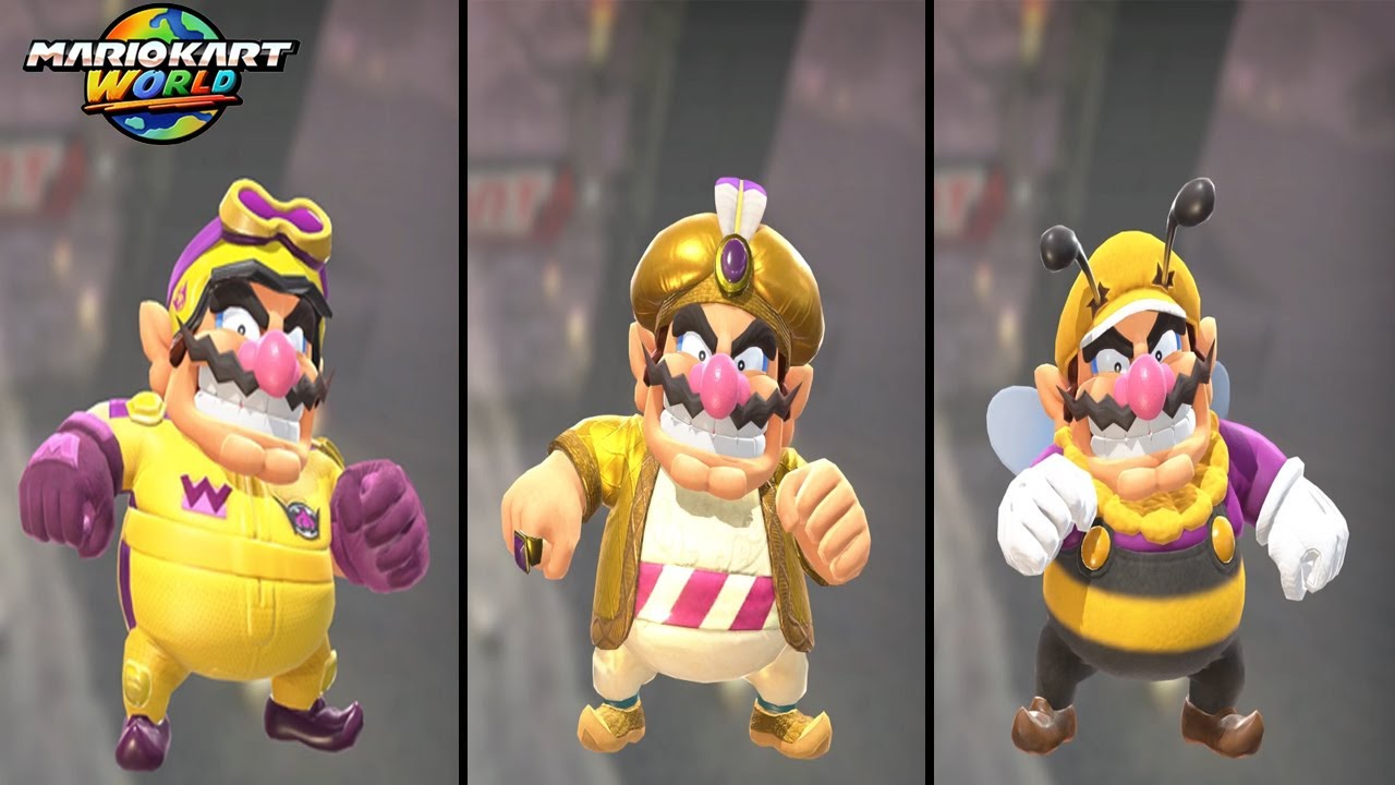 Mario Kart World All Wario Costumes
