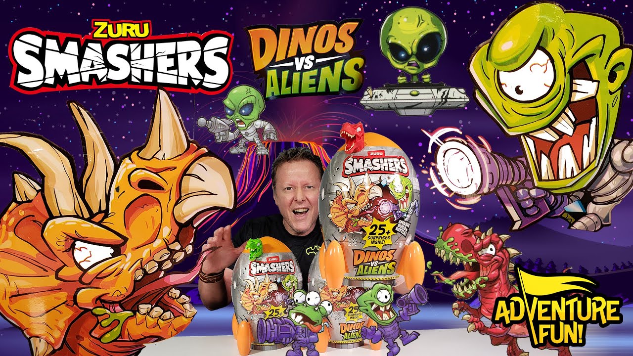 Zuru Smashers Dinos VS Aliens Toys! Jurassic World Dinosaur T-Rex vs Alien Invasion Toy review!