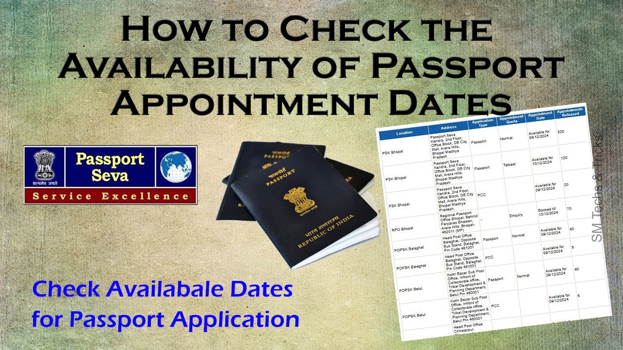 How to Check the Availability of Passport Appointment Dates||Passport Seva Appointment Availability