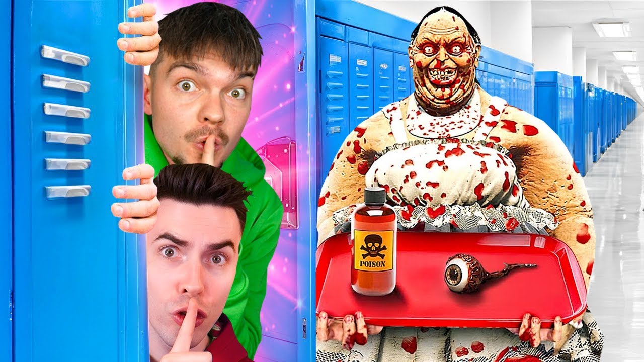 UKRYWAMY SIĘ z WOJANEM PRZED STRASZNĄ LUNCH LADY w SZKOLE!