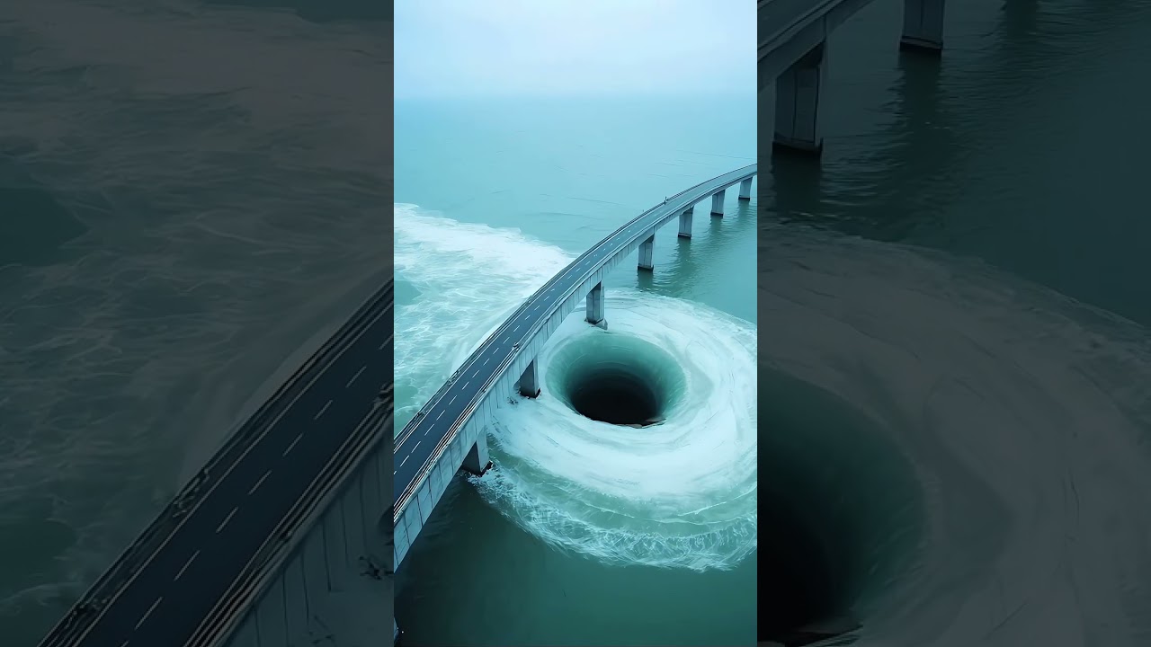 Mysterious whirlpool on the sea surface: shocking wonder #travel