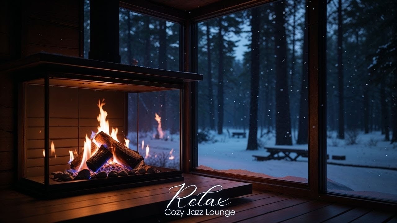 Cozy Winter Cabin Jazz LIVE 24/7 ❄️🔥 | Fireplace & Smooth Jazz for Relaxing Nights