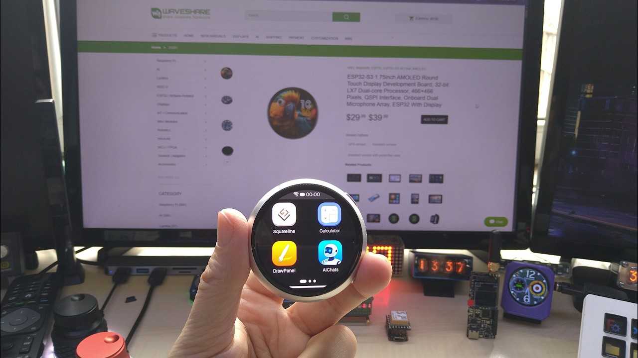 Обзор сенсорного AMOLED-дисплея Waveshare ESP32S3 1.75C и ссылка на последнюю прошивку от #Hayri