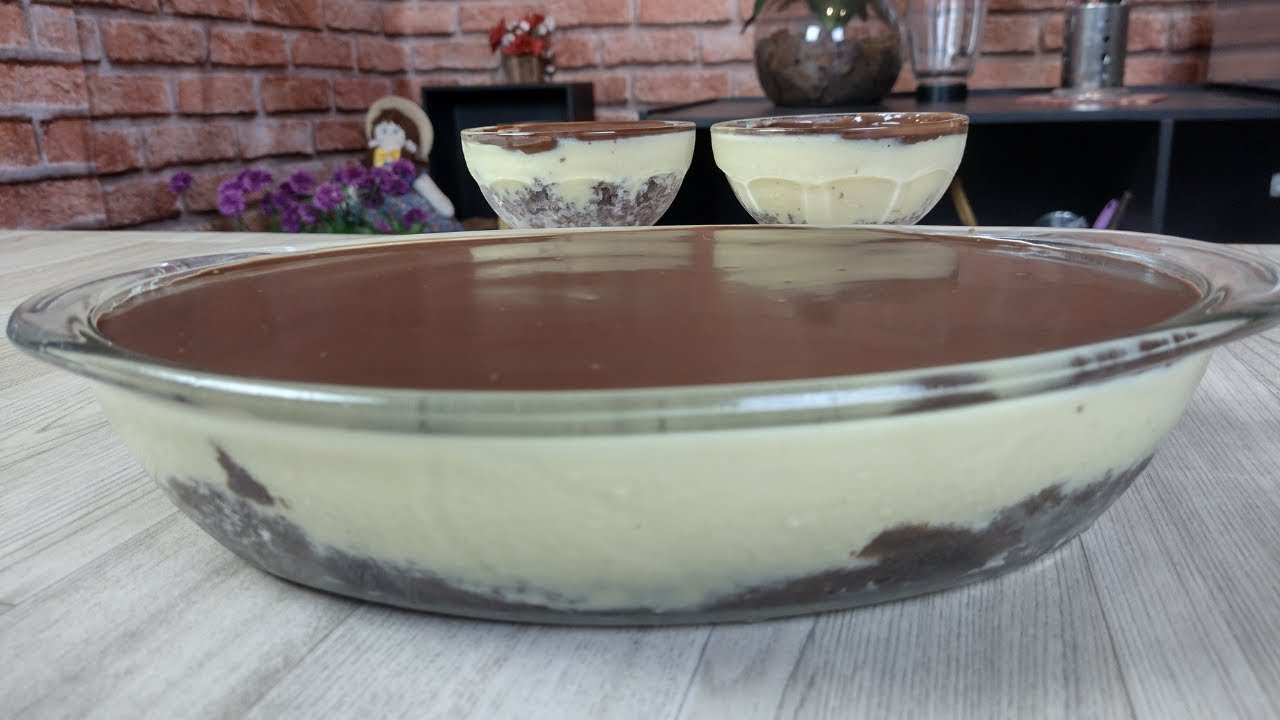 Travassa creme pudim de baunilha e bolo de chocolate