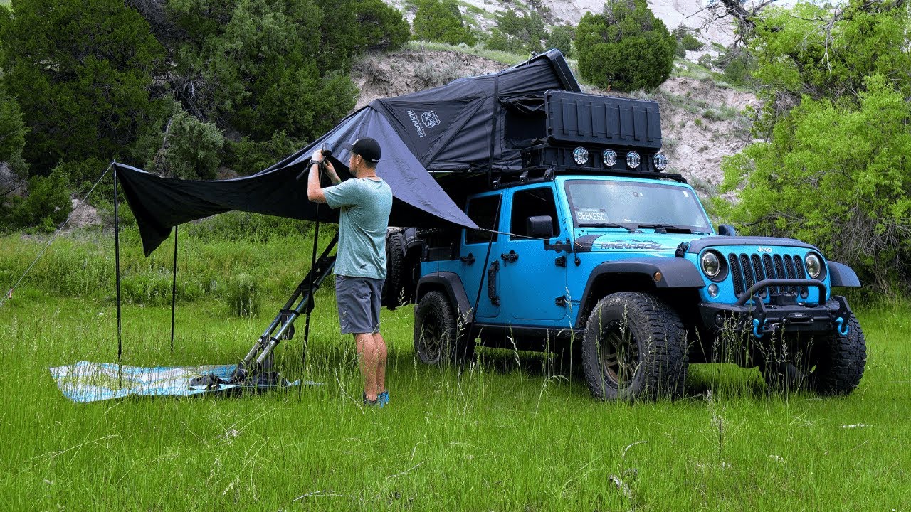 Solo ASMR Camping Jeep Wrangler | Relaxing Sounds next to Running Brook