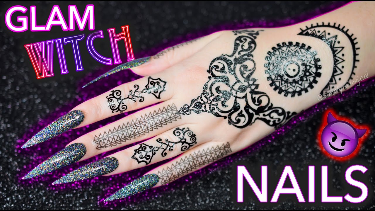 DIY Glam Witch Nails | Black Holographic Glitter mwahaha