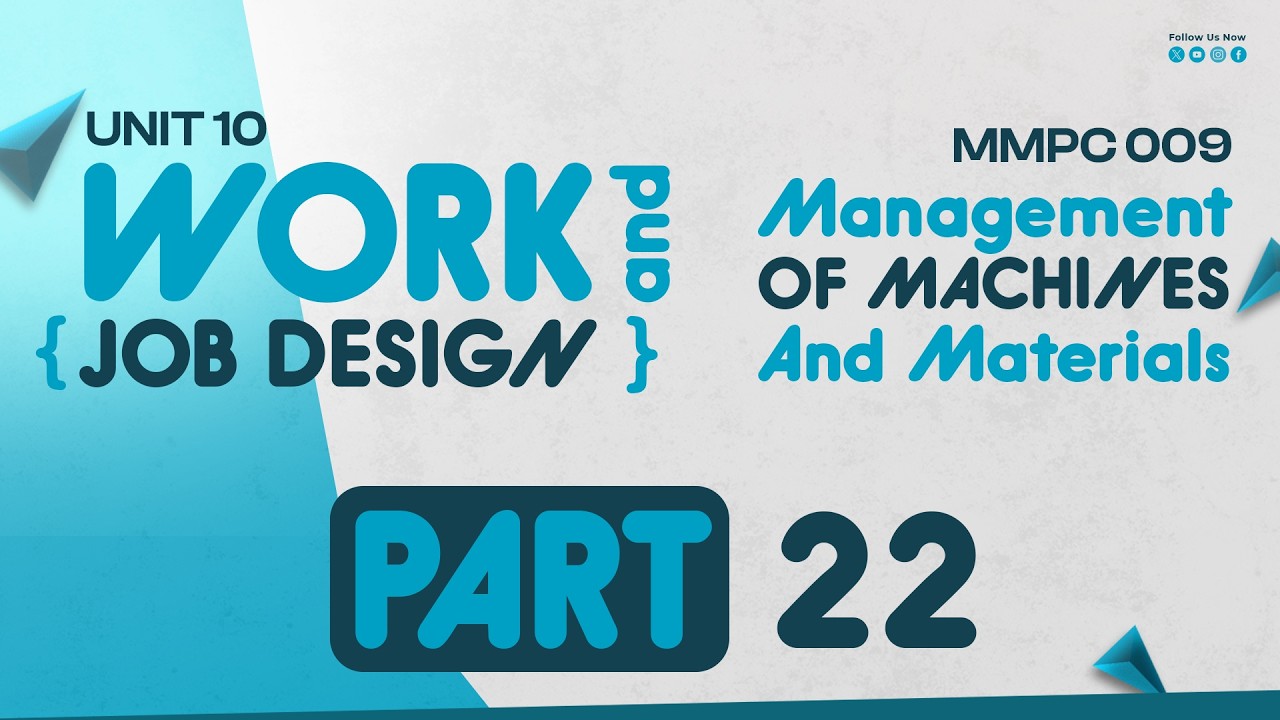 IGNOUMBA JOURNEY MMPC:009 MANAGEMENT OF MACHINES AND MATERIALS  | PART - 22 |