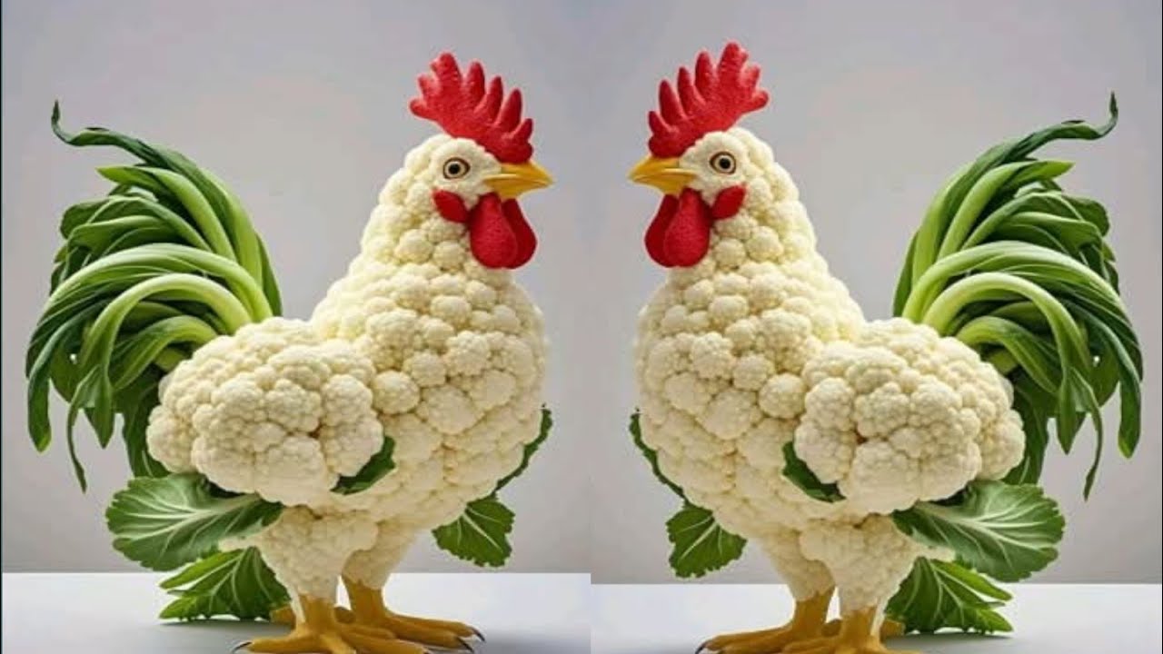 Vegetable simple carving easy ideas | Cauliflower craft chicken 🐔 decoration