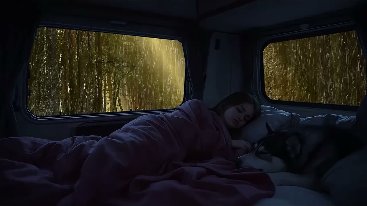 🌧️🚐😴 ASMR Rain Sleep Enclosure | Calm Night in a Van