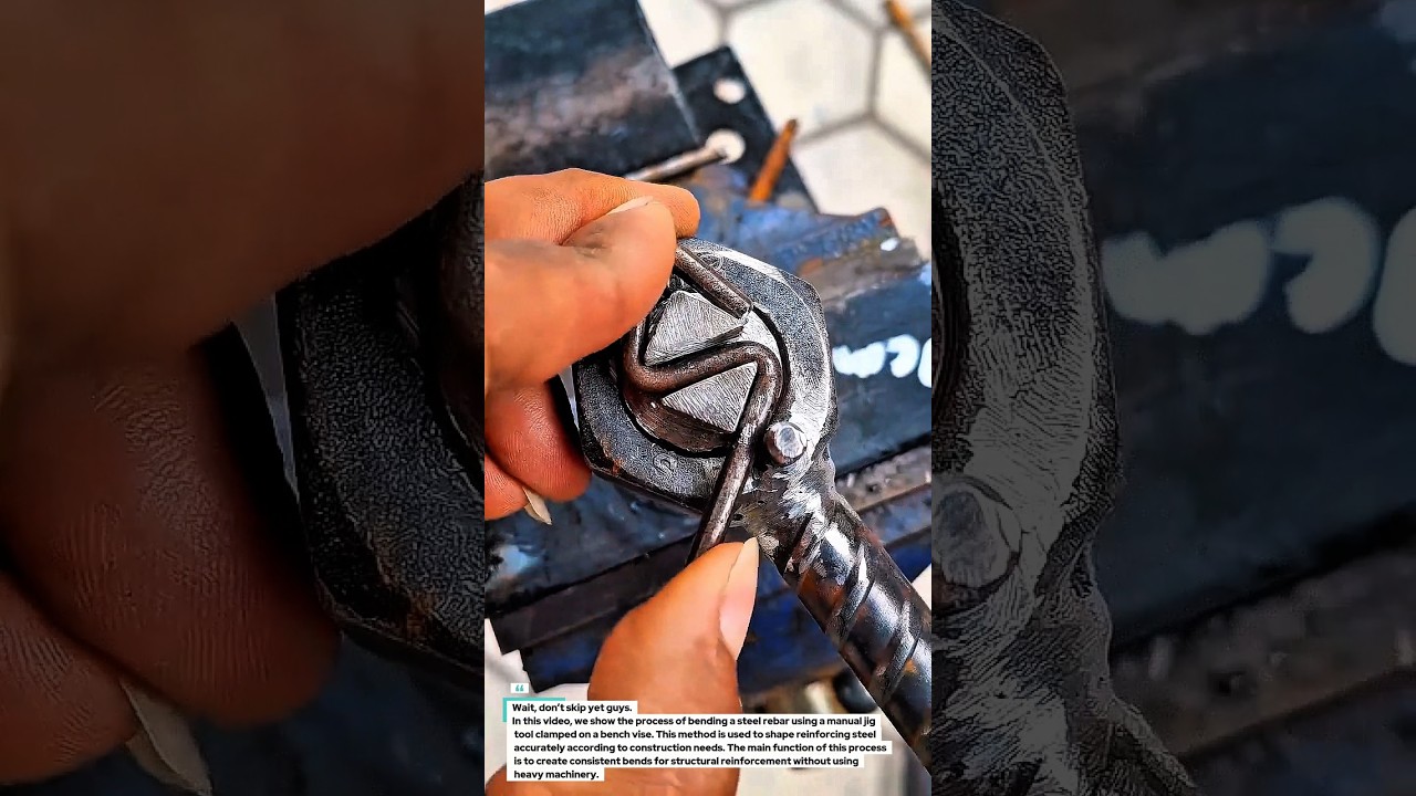 Manual Rebar Bending Tool Process | Steel Bar Shaping Technique.