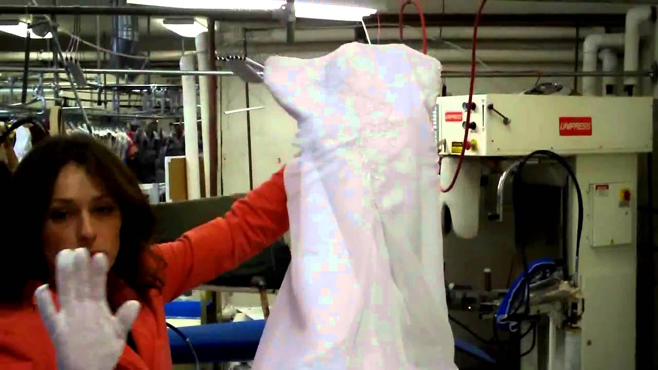 Cleaning a wedding gown at Clothesline