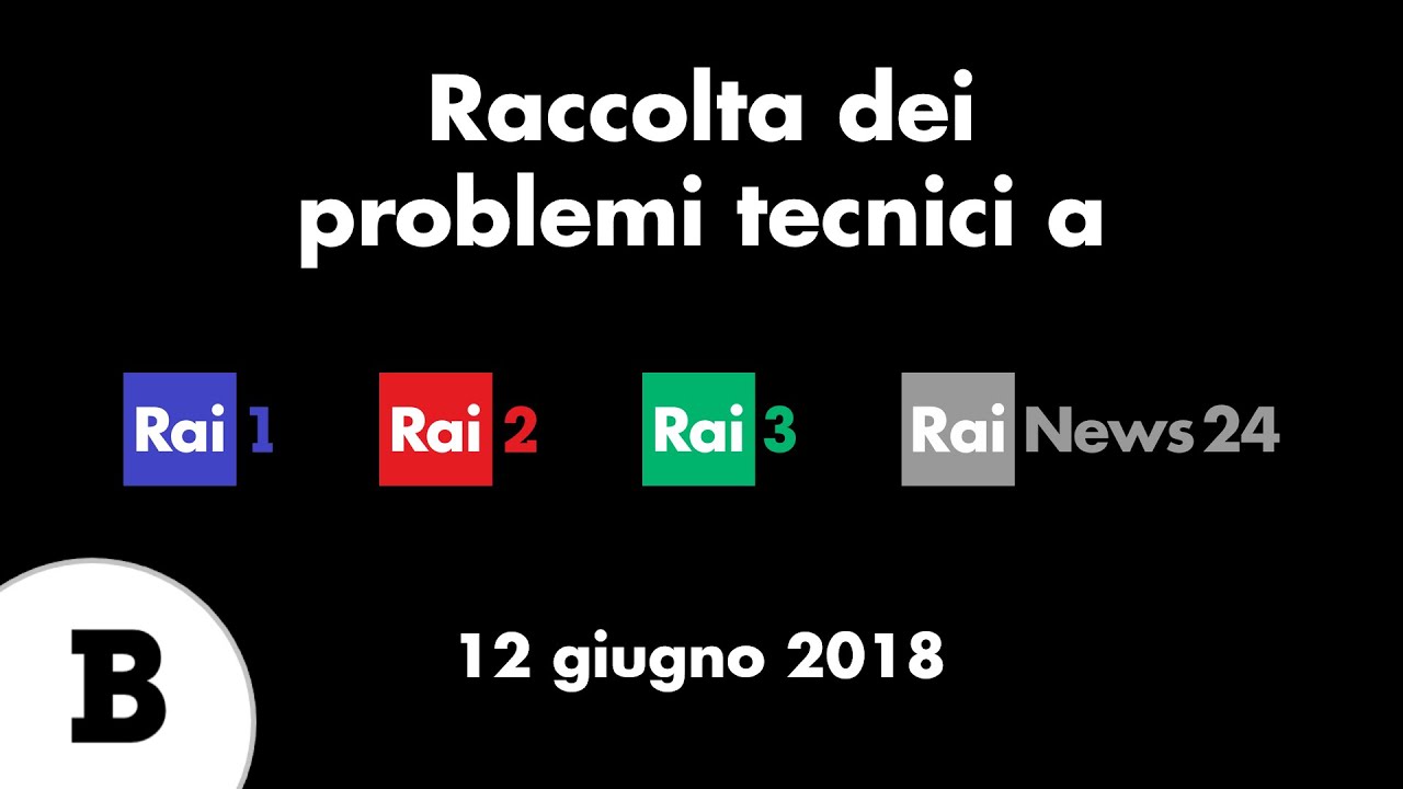 Raccolta dei problemi tecnici Rai del 12 giugno 2018