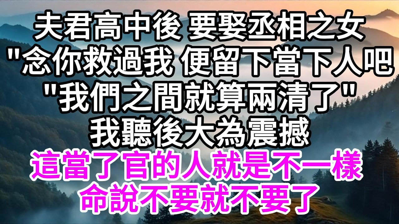 夫君高中後，要娶丞相之女，