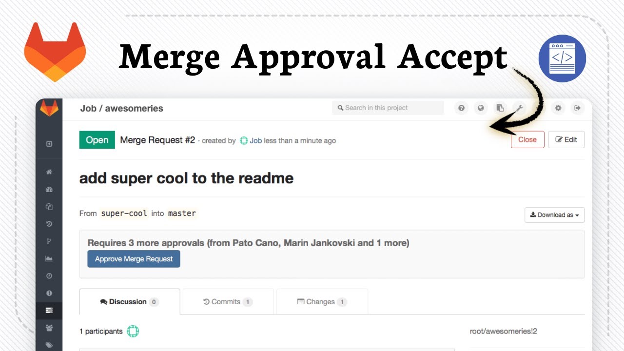 Как одобрить запрос на слияние в GitLab (Branch Accept)