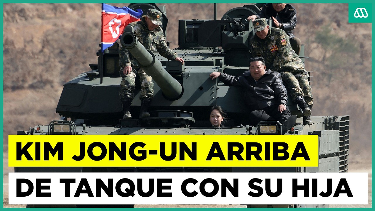 Fotogafían a Kim Jong-Un arriba de un tanque con su hija Kim Ju-Ae