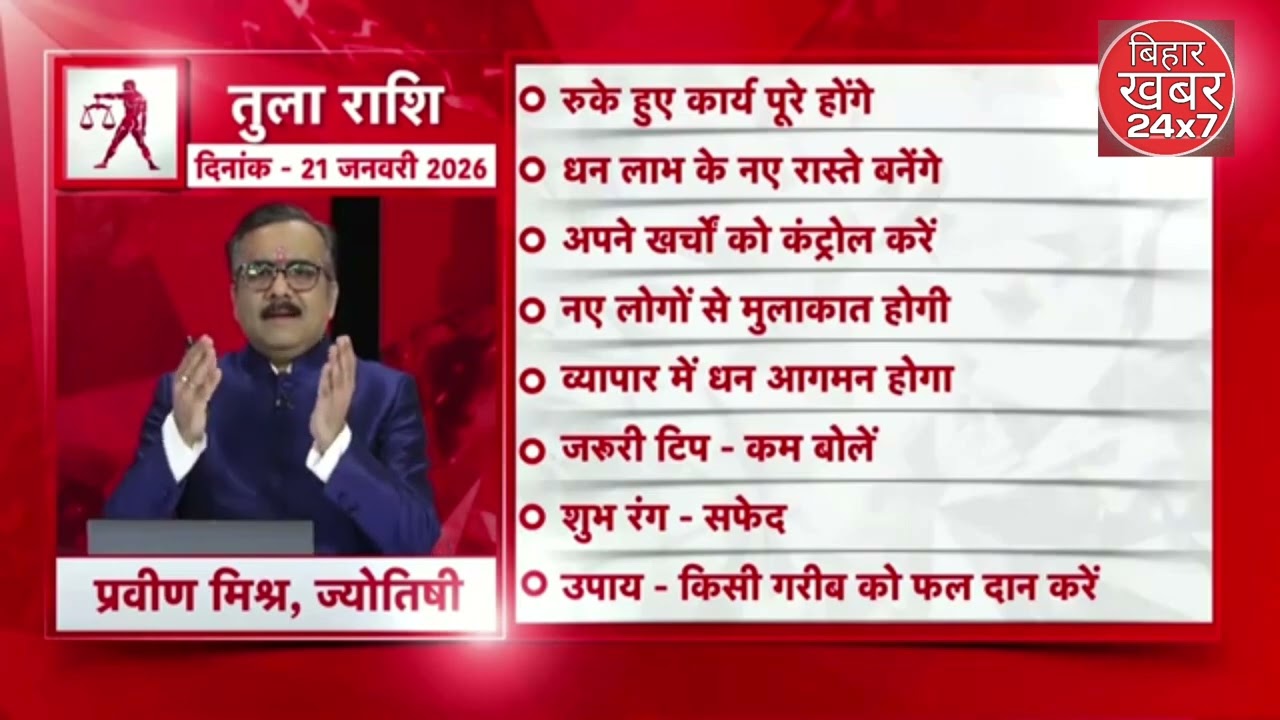 21 JANUARY 2026 | AAJ KA RASHIFAL । आज का राशिफल । तुला राशि । LIBRA I Daily Horoscope