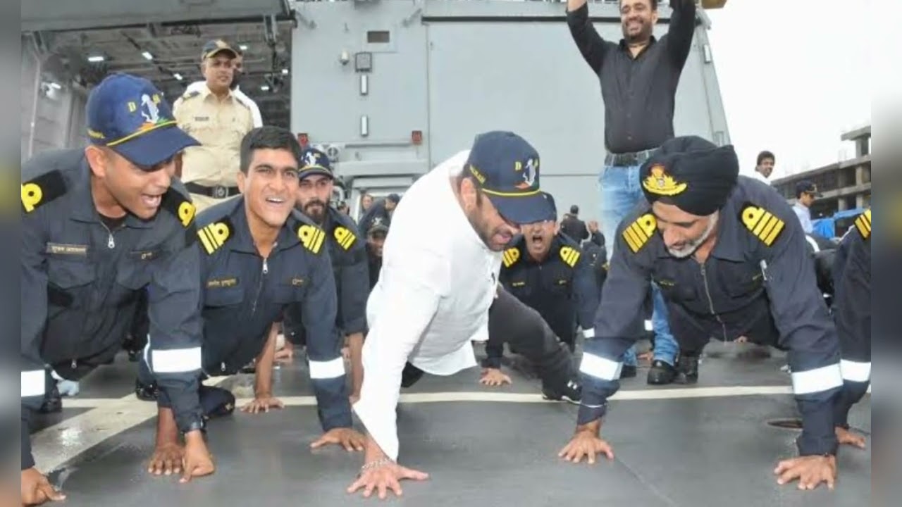 Salman Khan With Indian Navy Officers Spending Time In Visakhapatnam, Waves Indian Flag With Proud