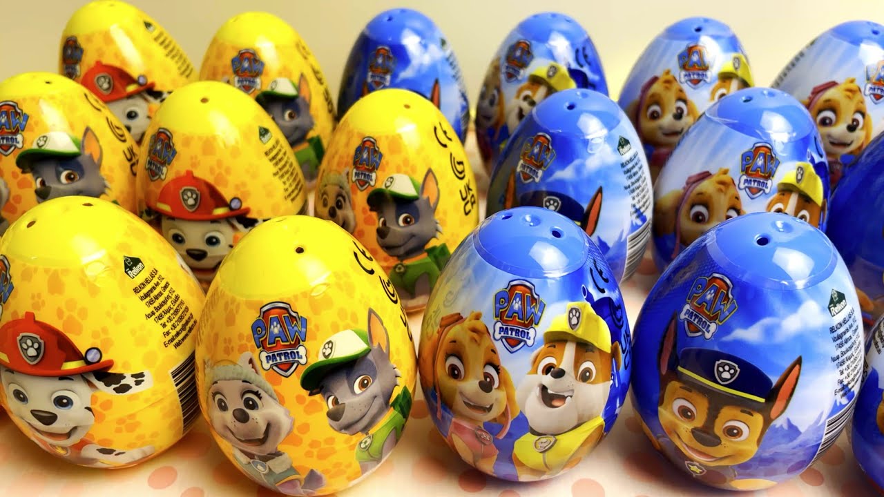 No talking ASMR YELLOW-BLUE Unboxing - PAW PATROL Suprise Eggs