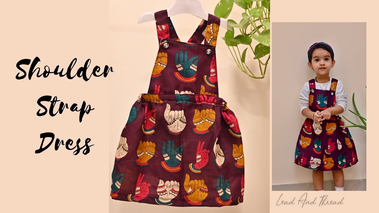Shoulder strap dress cutting and stitching in Malayalam | Dungaree dress for kids| Pinafore dress