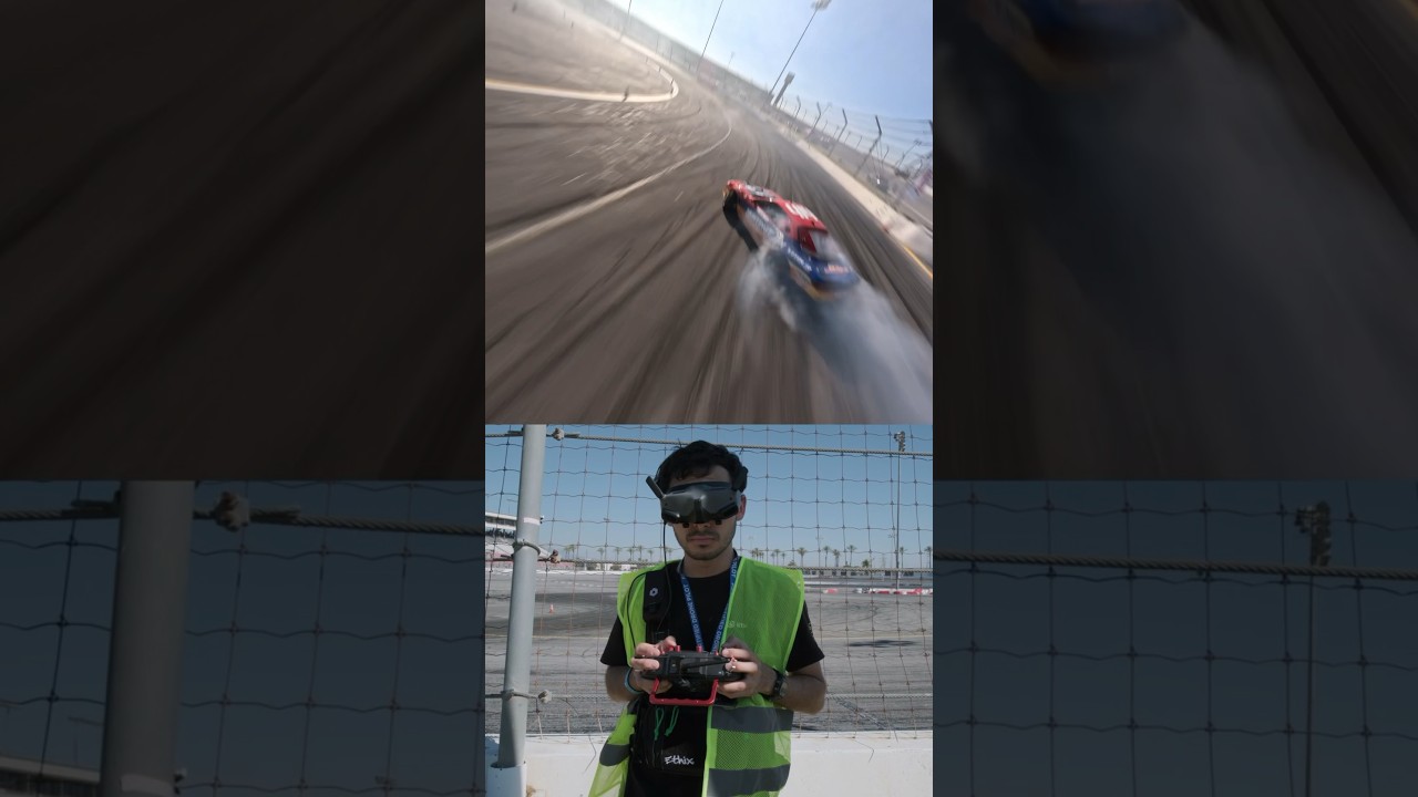 Feel The Drift 🏁 | FPV Drone Chases Race Car (🎥: IG / cesar_fpv)