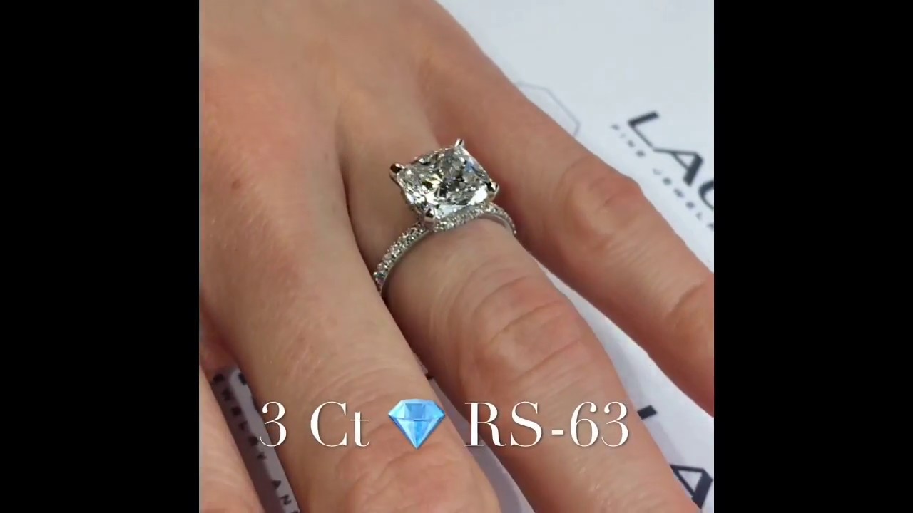 3 carat Cushion Cut Diamond Engagement Ring